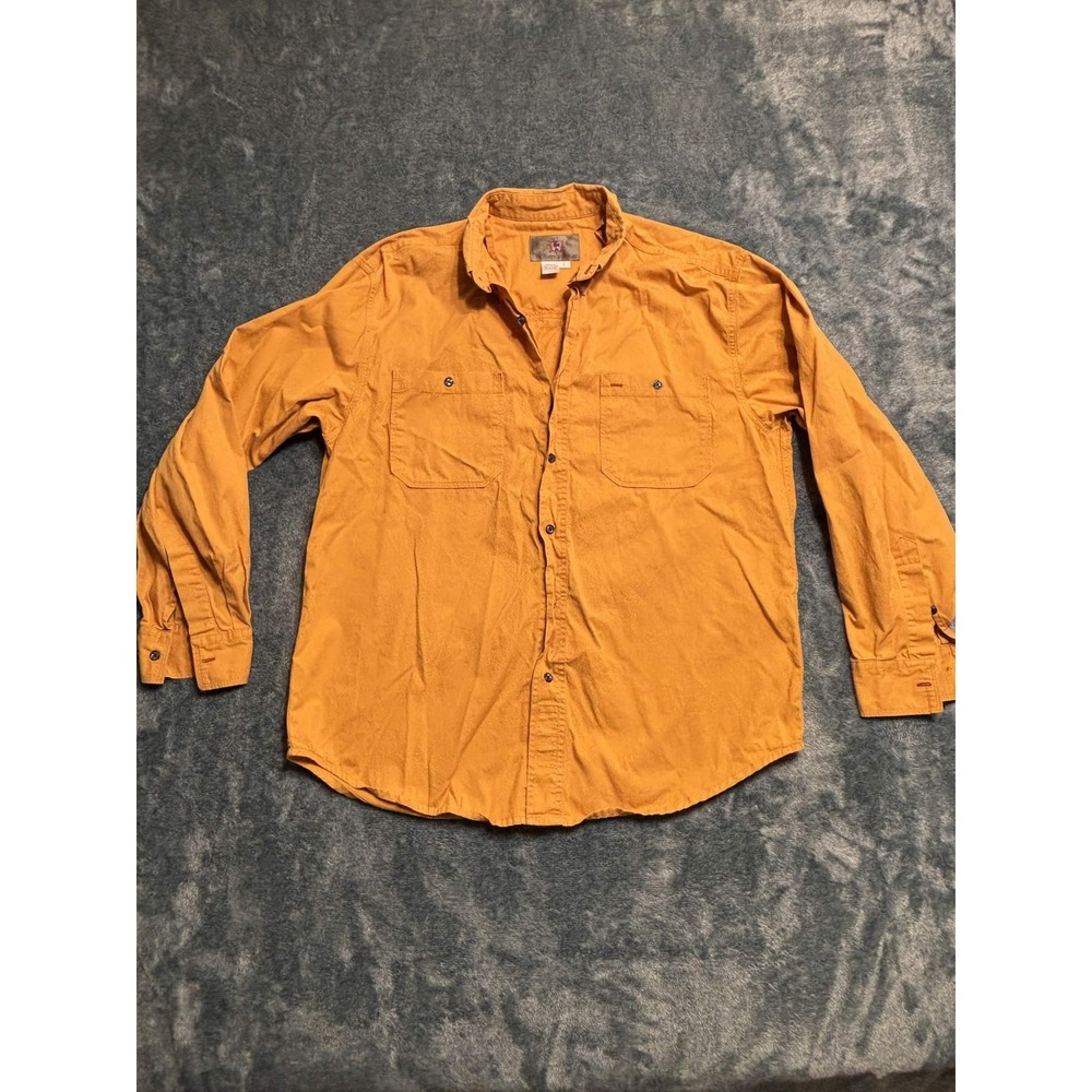 The Territory Ahead Mens Large Mustard Yellow Cotton Button Down Shirt L/S Solid